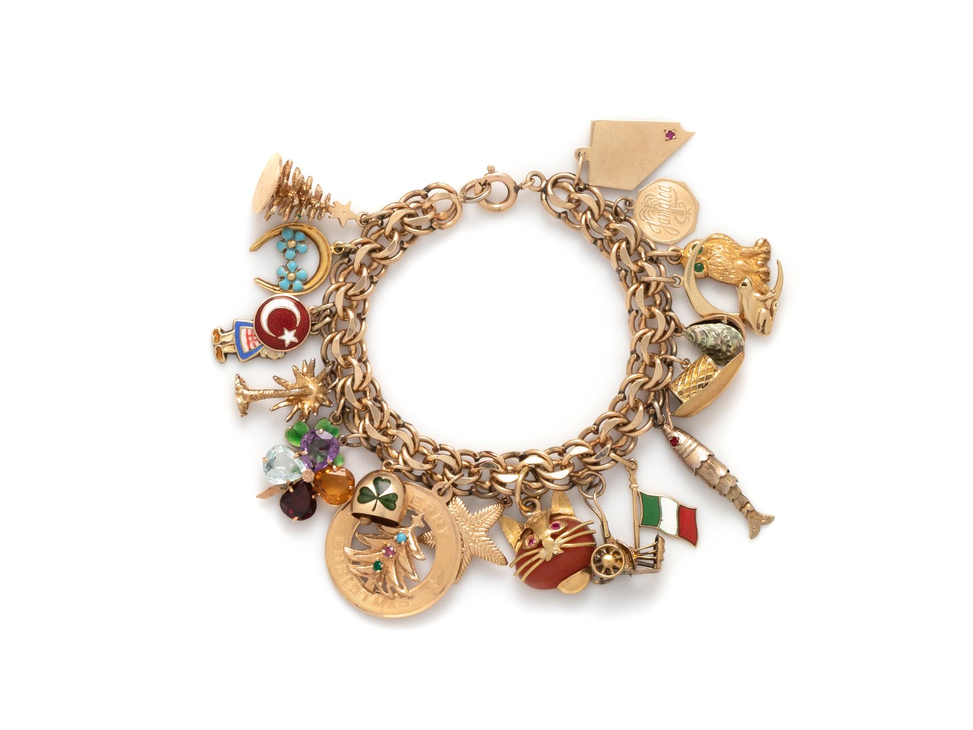 YELLOW GOLD AND GOLD-FILLED CHARM BRACELET