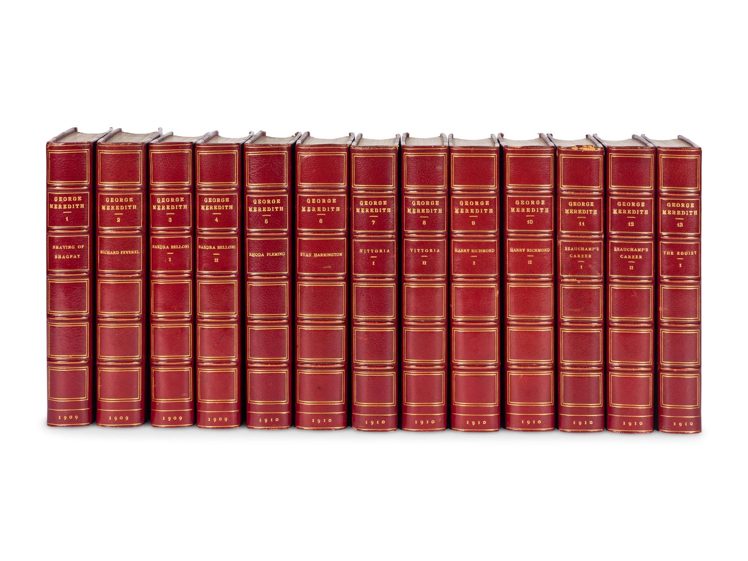 [BINDINGS]. A group of 126 volumes, most in fine full, half, or quarter leather bindings, including works relating to American and European lectures, literature and poetry.