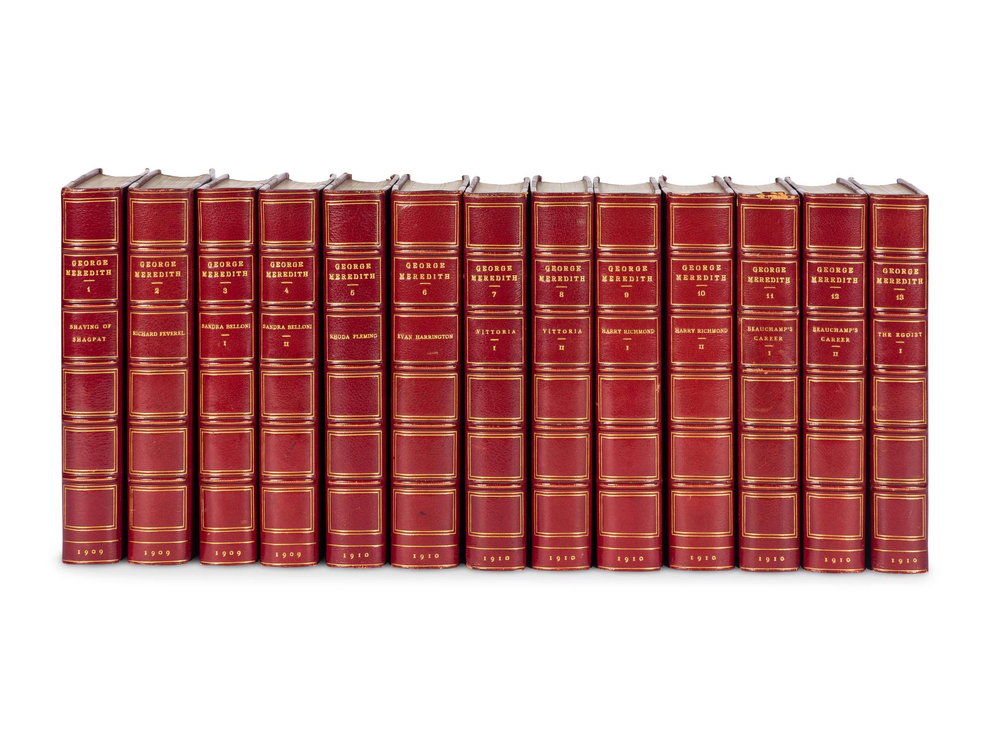 [BINDINGS]. A group of 126 volumes, most in fine full, half, or quarter leather bindings, including works relating to American and European lectures, literature and poetry.
