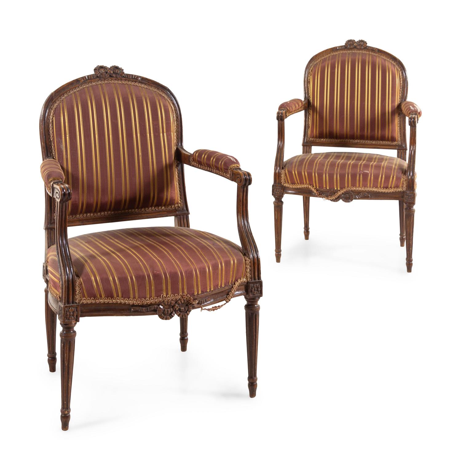 A Pair of Louis XVI Style Fauteuils