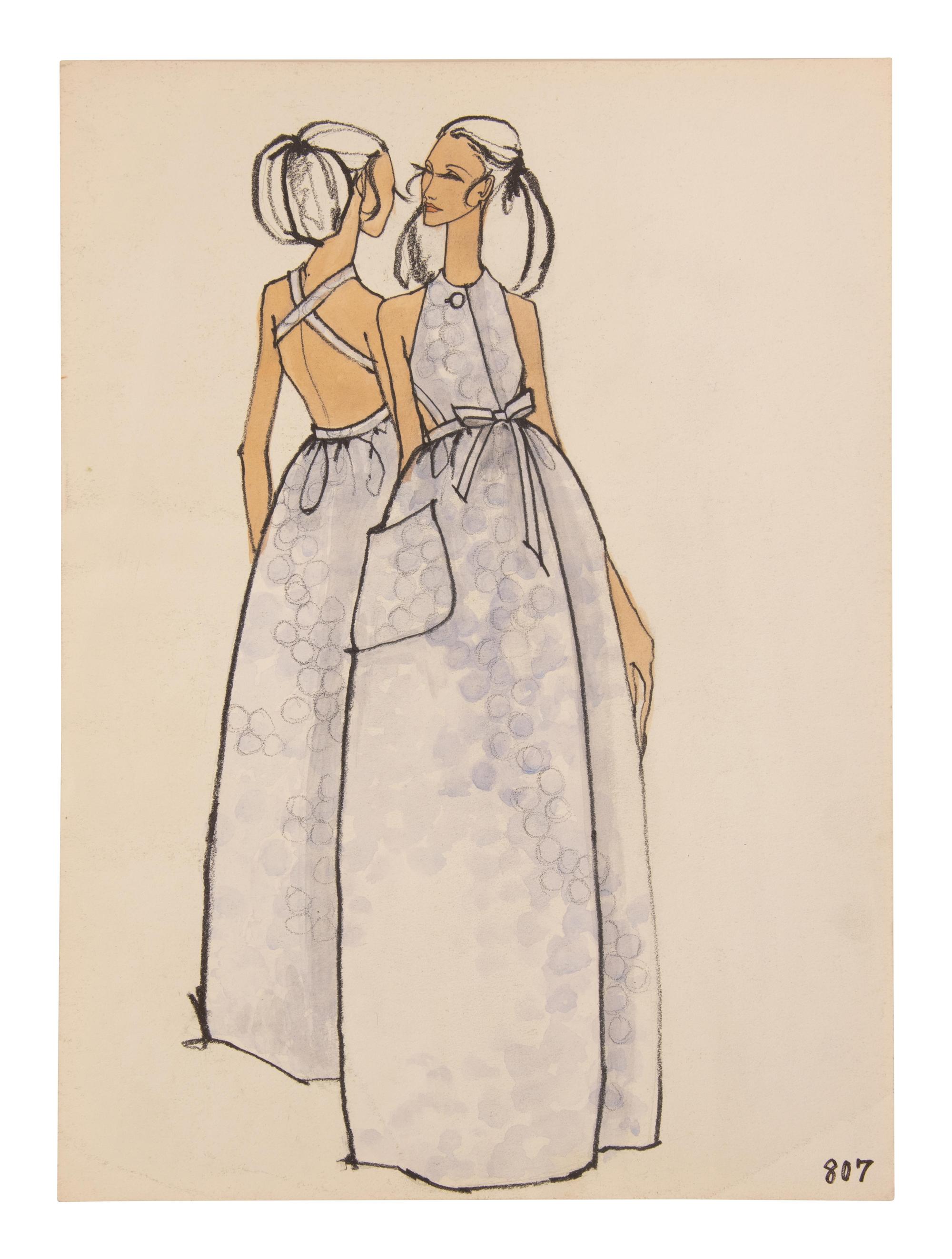 Four Issey Miyake for Geoffrey Beene Fashion Illustrations, Late 1960s-1970