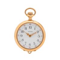 WALTHAM, 14K YELLOW GOLD AND DIAMOND OPEN FACE POCKET WATCH