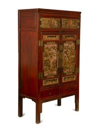 A Chinese Hardwood and Parcel Gilt Cabinet — 19TH CENTURY