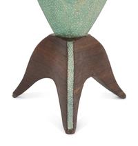 A Green Shagreen and Wood Vase by R and Y Augousti, London.