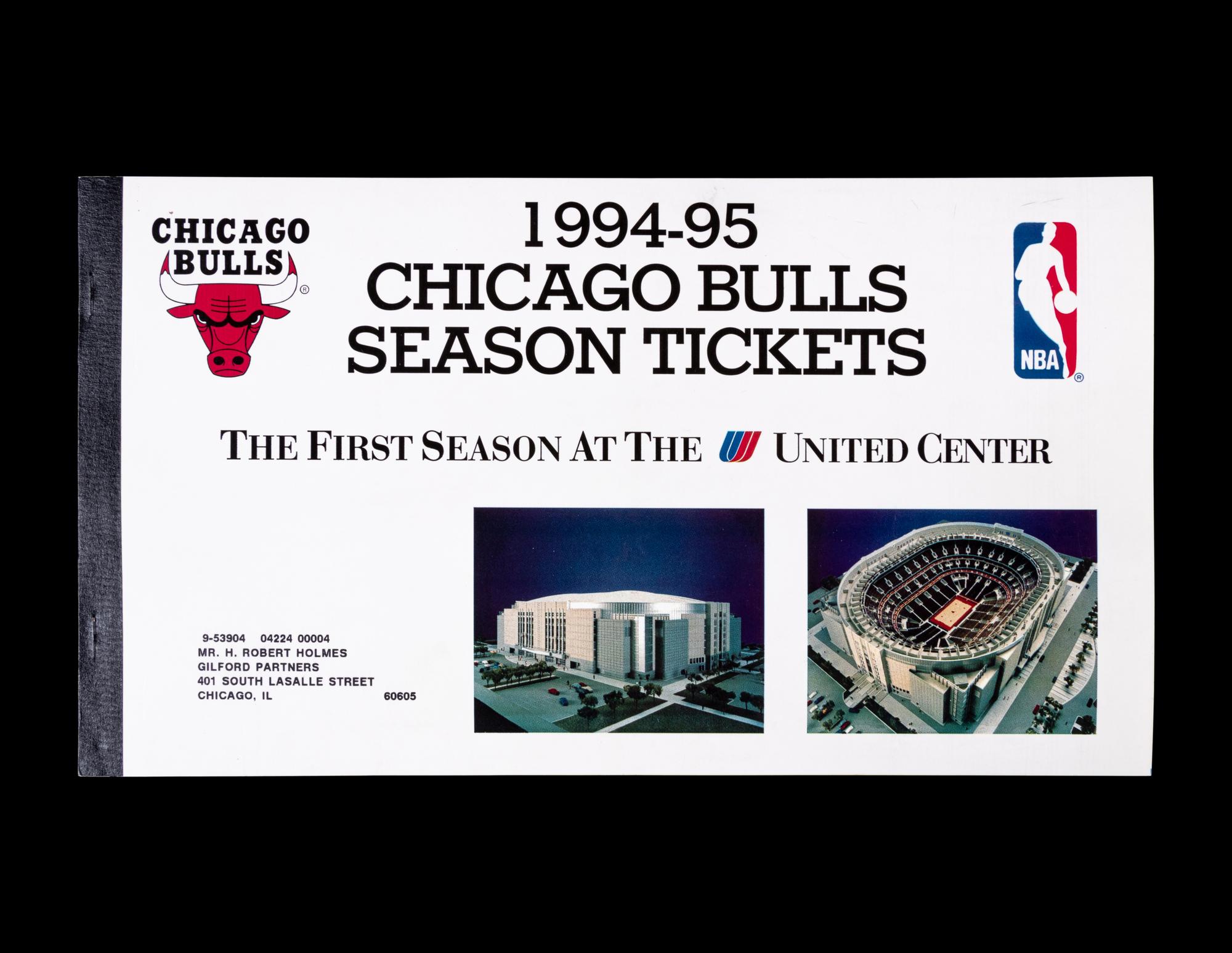 A Complete, Unused 1994-95 Chicago Bulls Season Ticket Booklet With All Games From Innaugural Season at United Center Including Michael Jordan's First Home Game Wearing Number 45