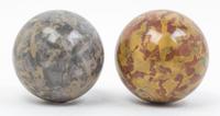 A Pair of Small Marble Orbs. Diameter 4 inches.