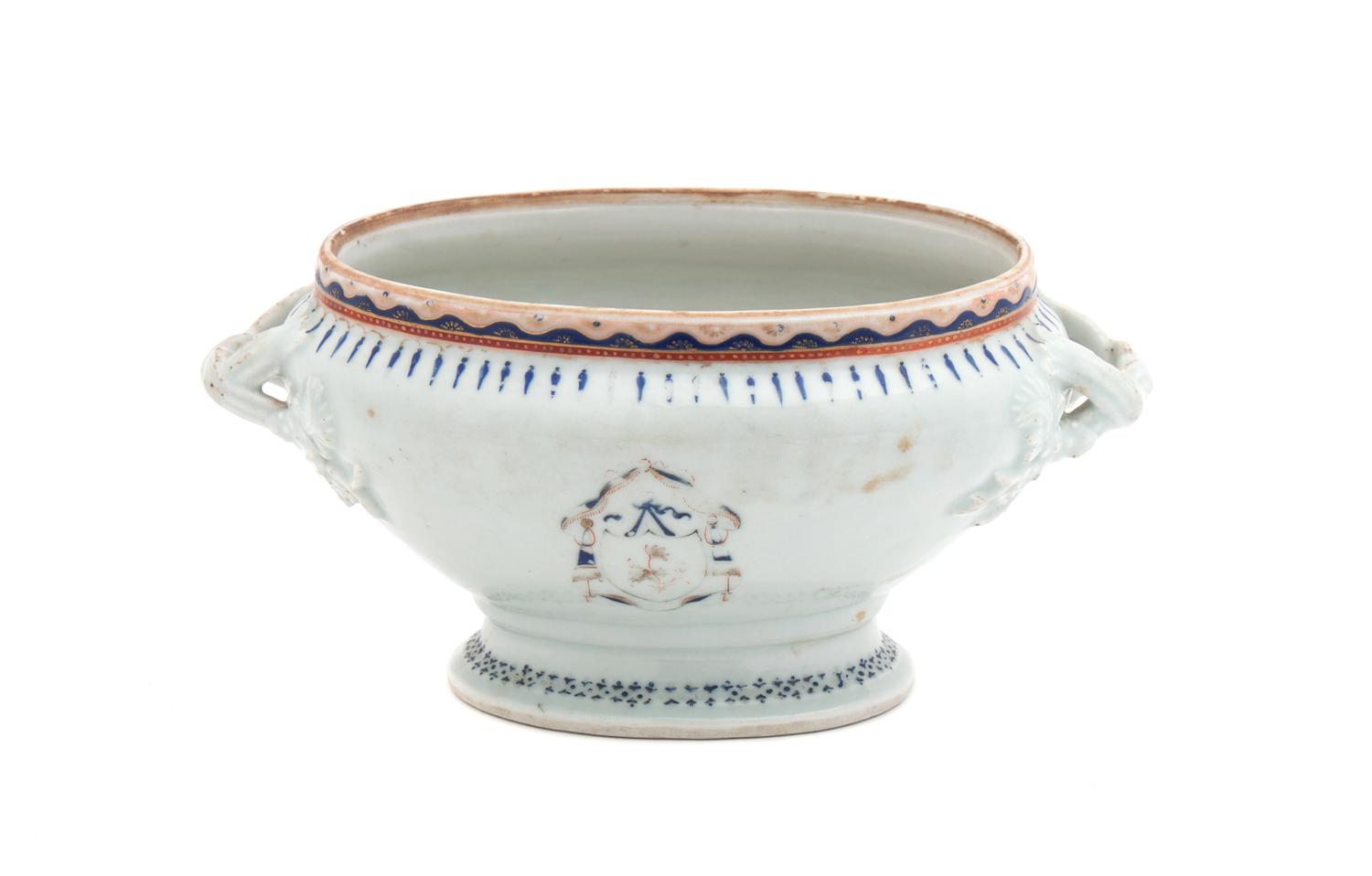 A Chinese Export Armorial Tureen Length 7 3/4 inches.