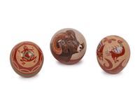 Miniature Polychrome Seed Jars, with Sgraffito Decoration