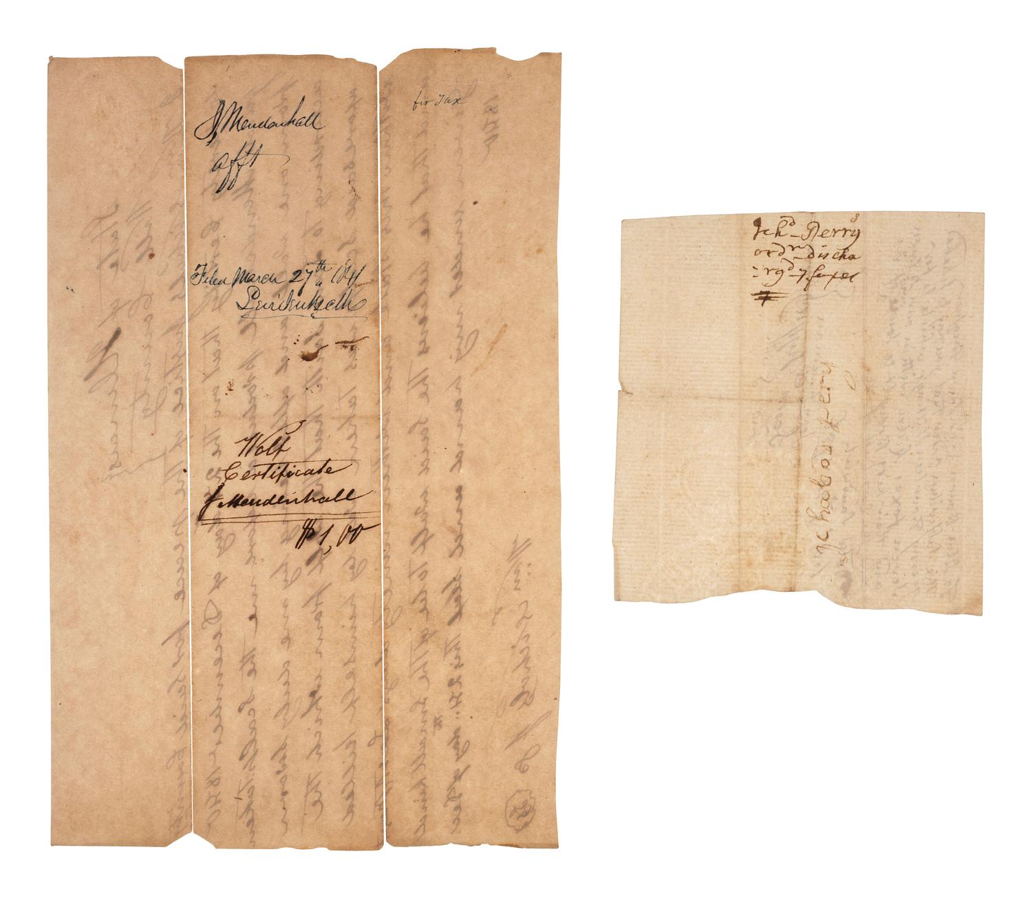 [GENERAL AMERICANA]. A group of 2 bounty receipts for wild animals, comprising: