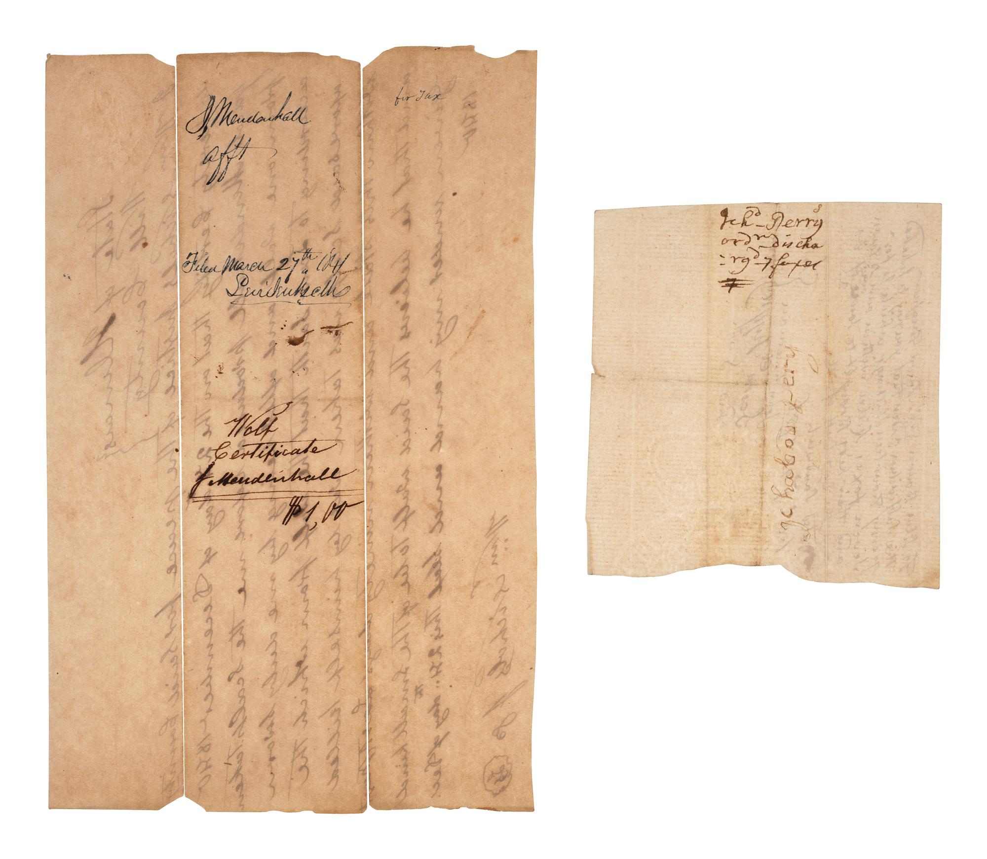 [GENERAL AMERICANA]. A group of 2 bounty receipts for wild animals, comprising:
