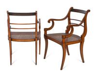A Pair of Empire Style Mahogany Fauteuils