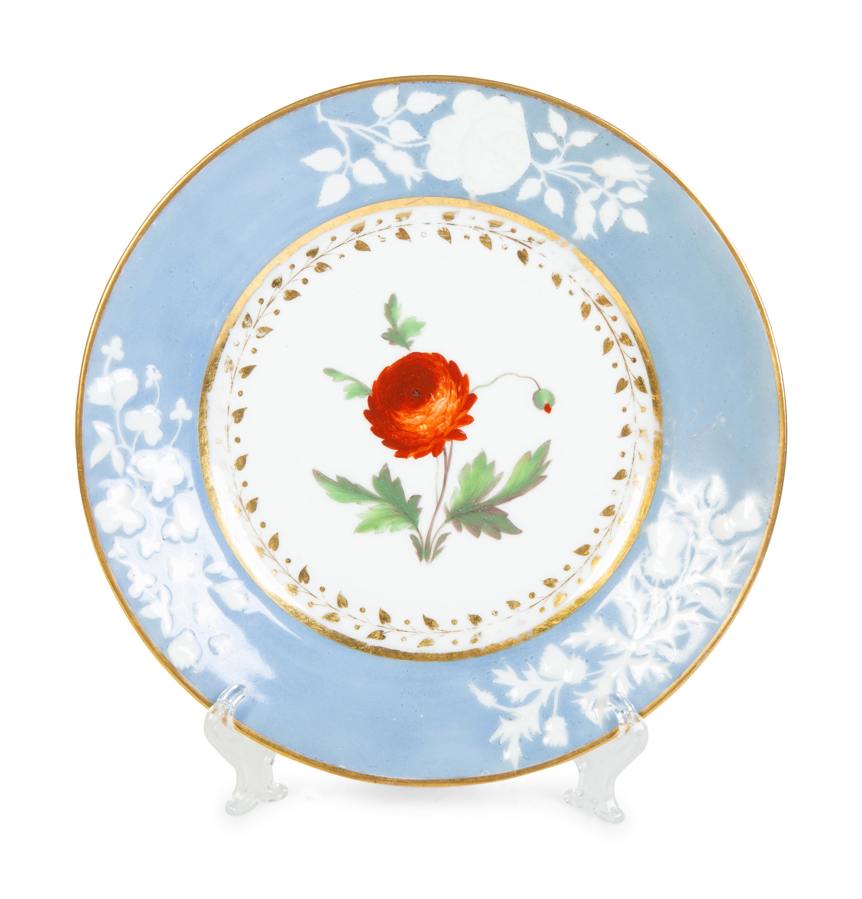 A Group of Fourteen Worcester Chamberlain Porcelain Botanical Plates — 19TH CENTURY