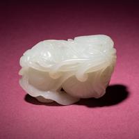 A Chinese White Jade Carving of Double Lotus Pods, 18th/19th Century — 清中期 白玉雙蓮子把件