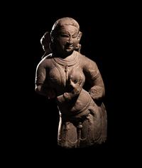 An Indian Red Sandstone Figure of a Female Deity