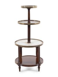 A Louis XVI Style Marble-Inset Mahogany Étagère