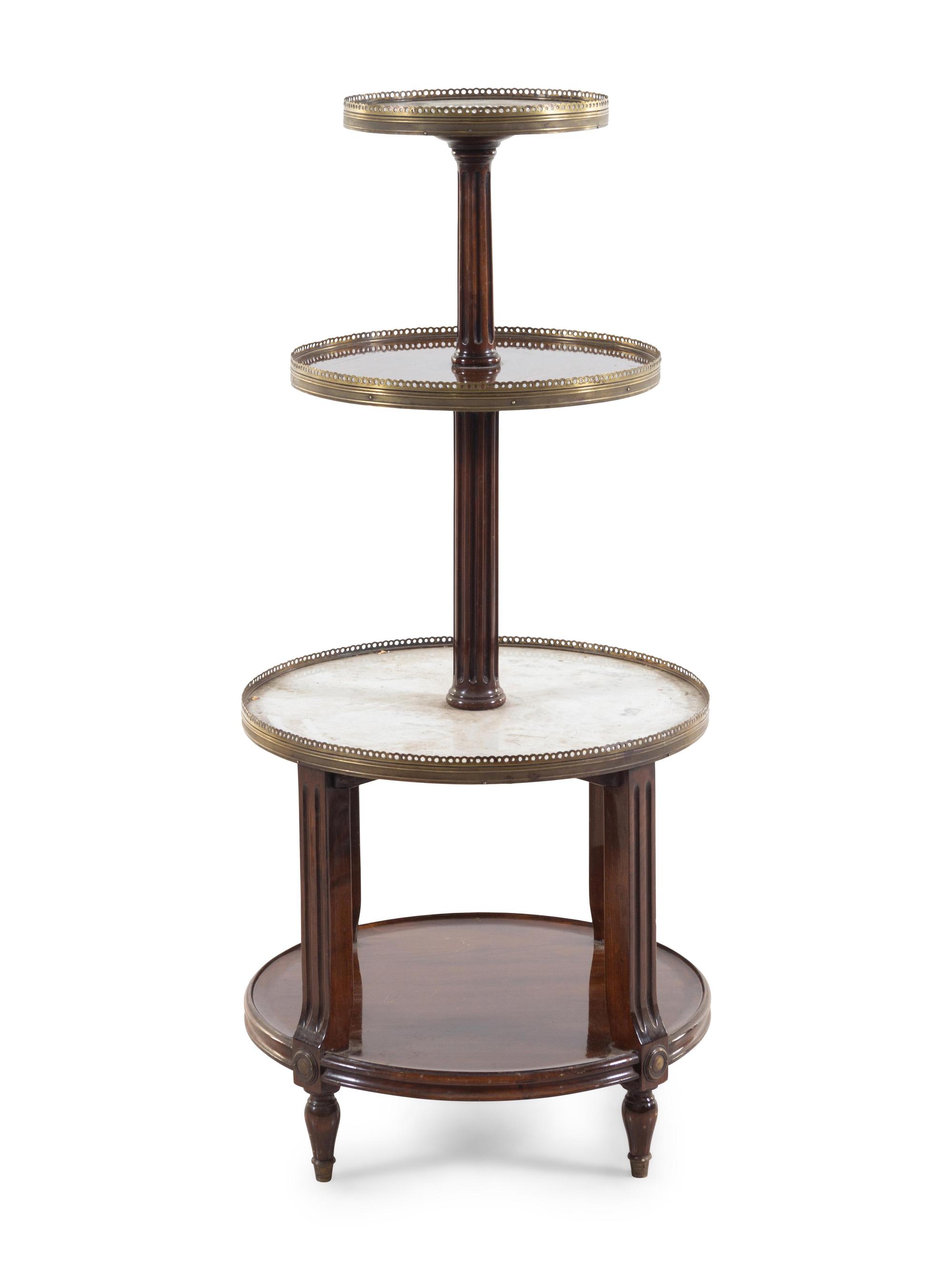 A Louis XVI Style Marble-Inset Mahogany Étagère