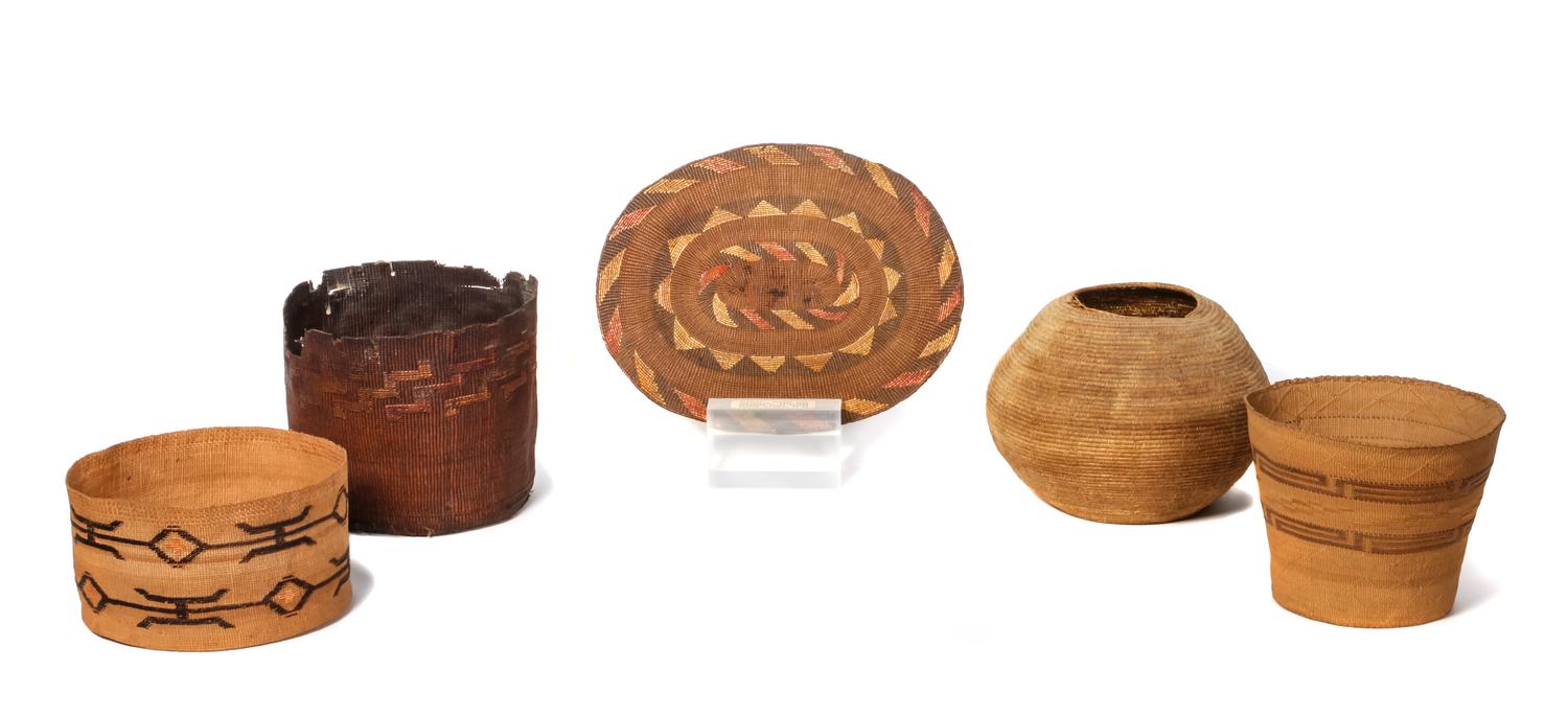 Collection of Tlingit Baskets Length of mat 11 1/4 x width 8 7/8 inches