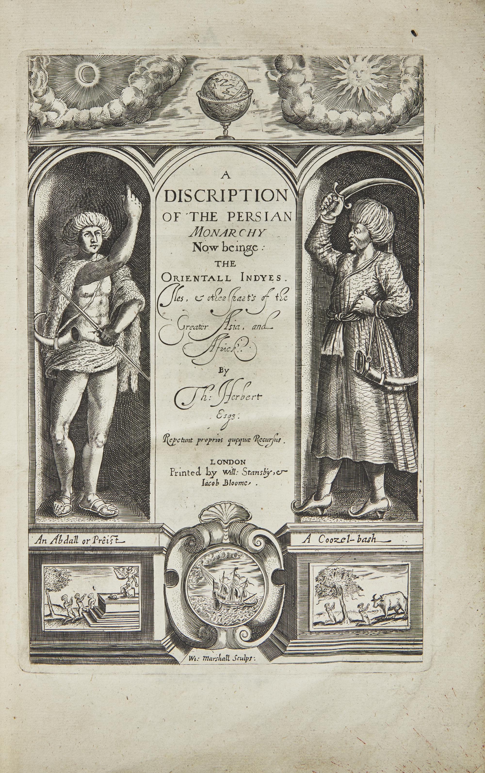 [Travel & Exploration] (Thomas, Herbert). A Relation of Some Yeares Travaile, Begunne Anno 1626. Into Afrique and the greater Asia, especially the Territories of the Persian Monarchie: and some parts of the Orientall Indies, and Iles adjacent...