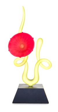 A Frosted Glass Sculpture Height overall 14 inches.