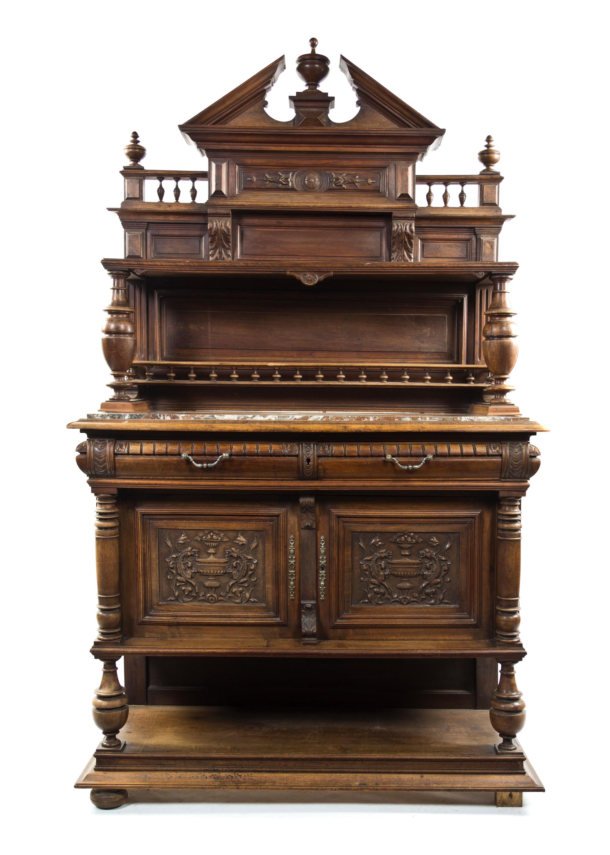 A Victorian Buffet a Deux Corps, Height 79 x width 47 x depth 18 3/4 inches.