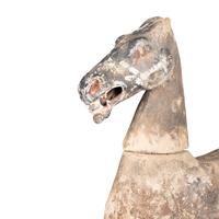 A Chinese Polychrome Painted Grey Pottery Horse, Han Dynasty — 漢 彩繪灰陶馬