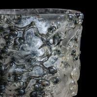 An Unusual Chinese Carved Rutile Quartz 'Pine and Cranes' Brushpot, Bitong 髮晶雕松鶴筆筒