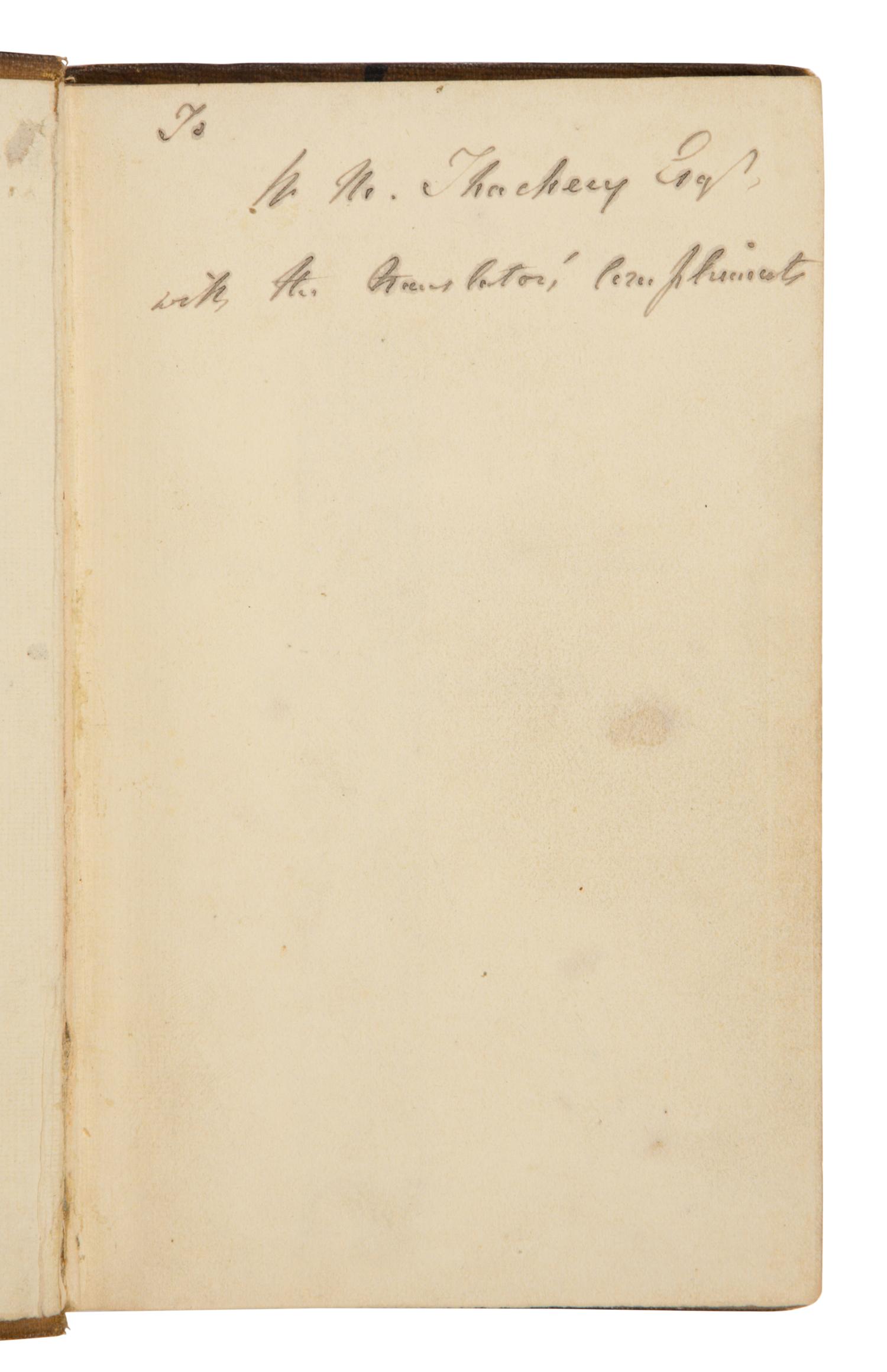 [Thackeray, William Makepeace (1811-1863), his copy]. -- Boyd, A., translator. German Ballads and Poems. With an English Translation . London: Houlston and Wright, 1860.