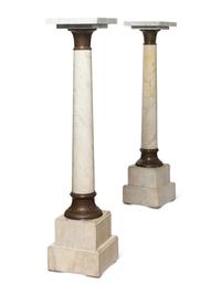 A Pair of Continental Bronze Mounted Marble Pedestals