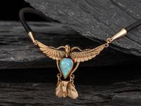 14K Gold and Opal Winged Choker Necklace