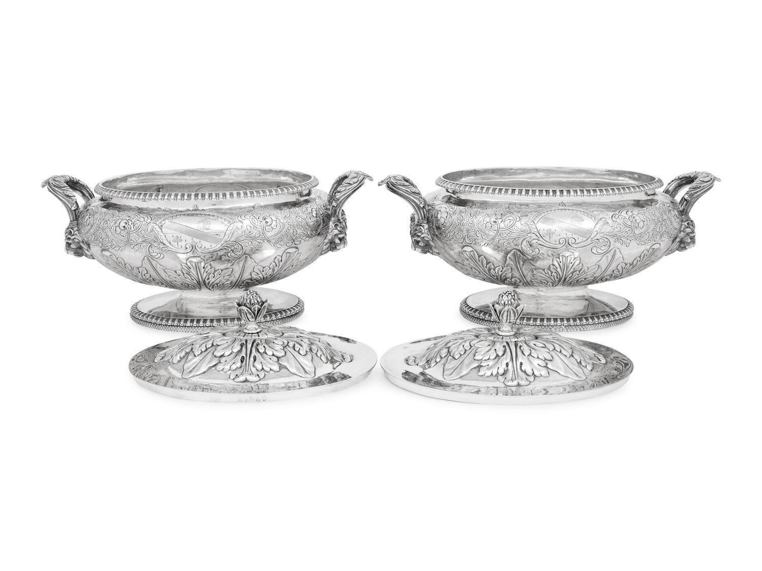 A Pair of Scottish George III Silver Covered Tureens