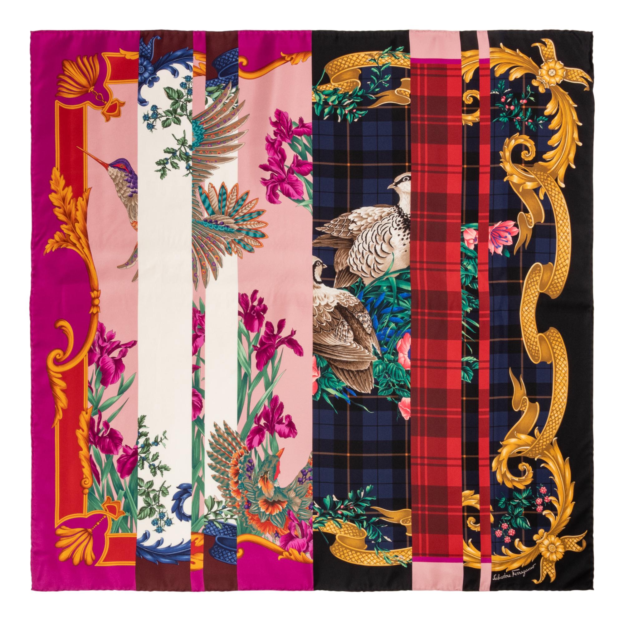 Three Designer Scarves: Two Hermès, One Ferragamo