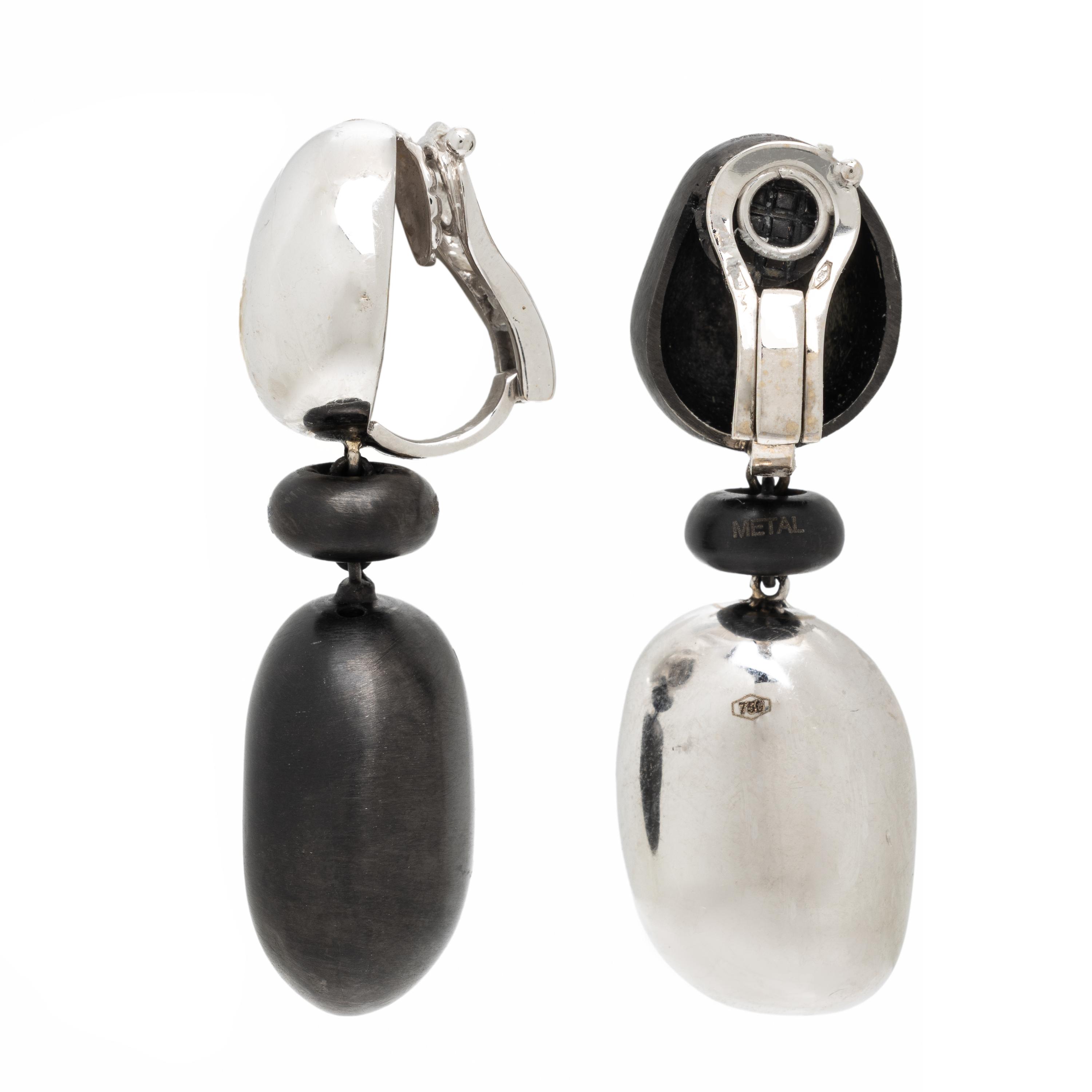 Sabbadini, Blackened Steel and White Gold Earrings