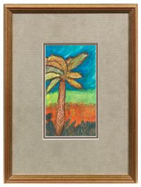 Artist Unknown, (20th Century), Beach Scene and Palm Tree (two works) DONATION