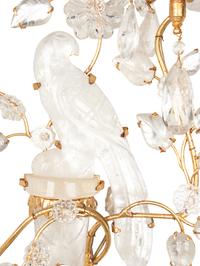 A Pair of Rock Crystal and Gilt Metal Two-Light Wall Sconces