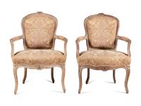 A Pair of Louis XV Cerused Fauteuils