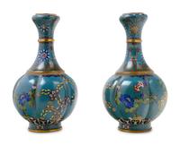 A Pair of Chinese Export Cloisonné Enamel Vases
