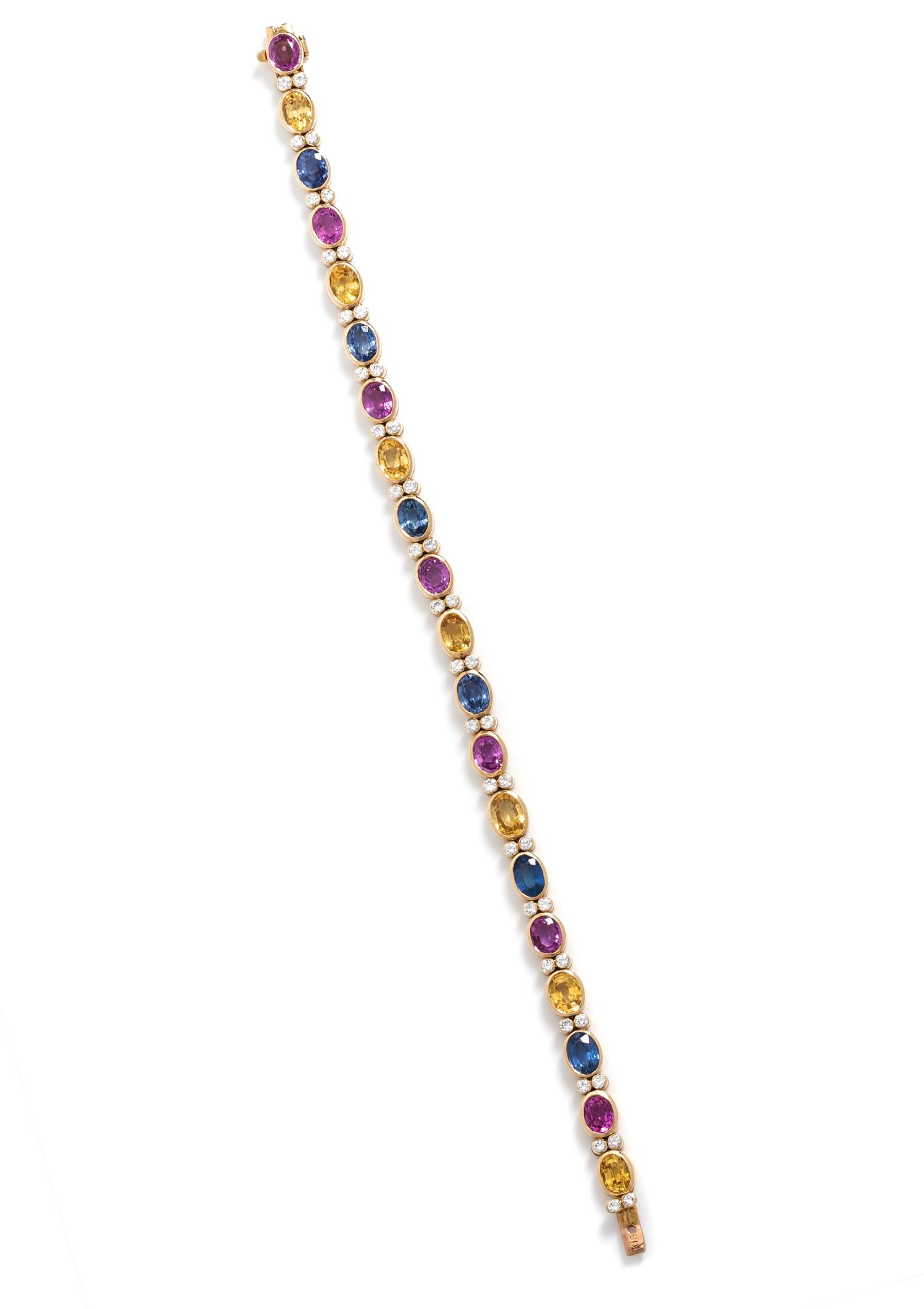 MULTICOLOR SAPPHIRE AND DIAMOND BRACELET