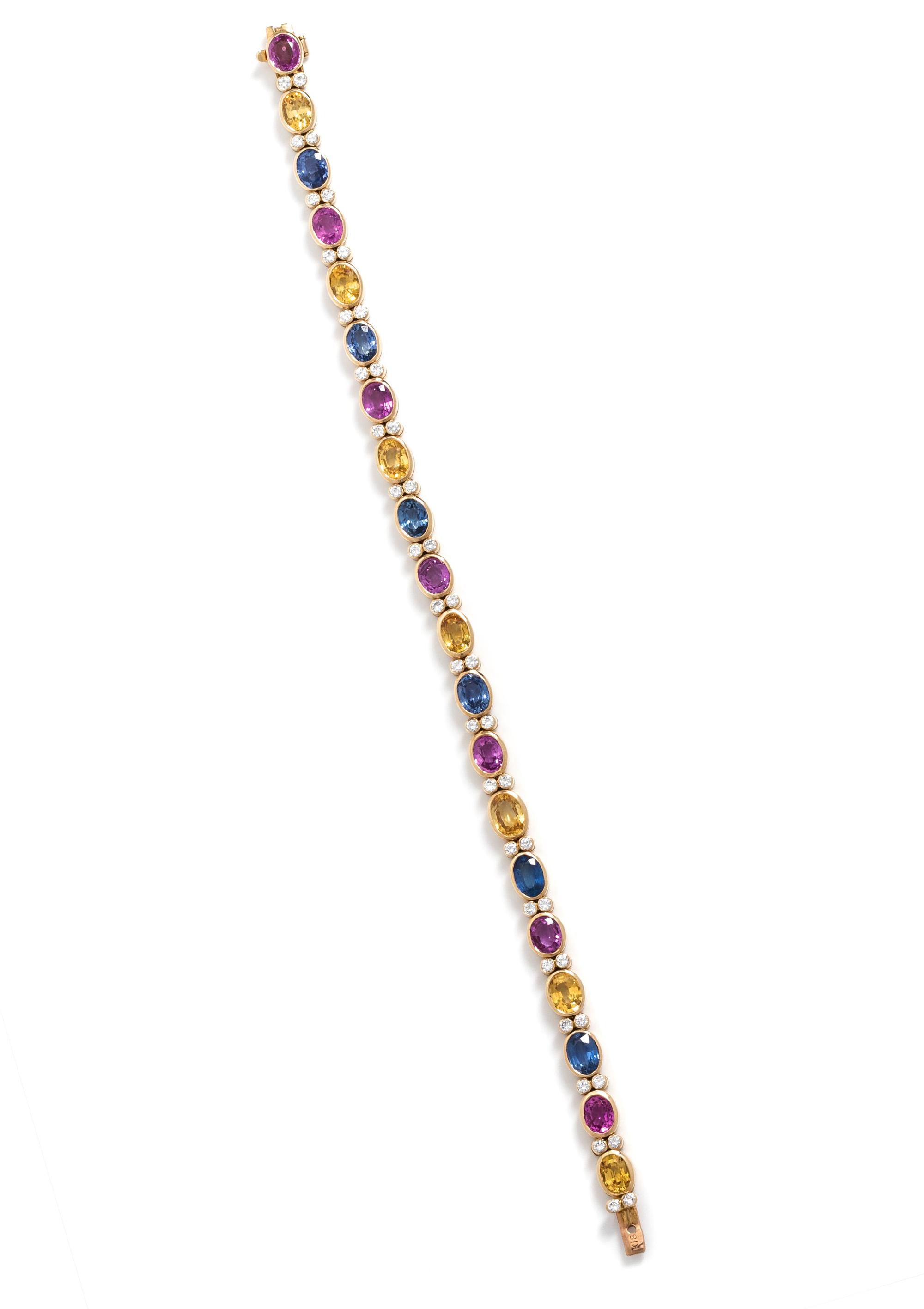 MULTICOLOR SAPPHIRE AND DIAMOND BRACELET