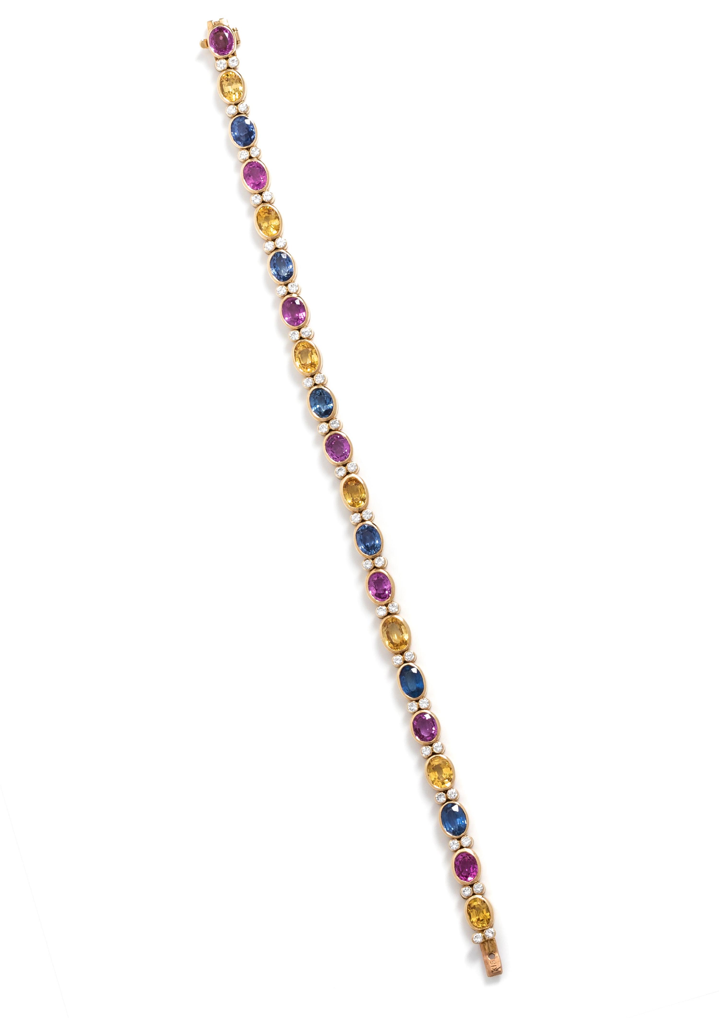 MULTICOLOR SAPPHIRE AND DIAMOND BRACELET