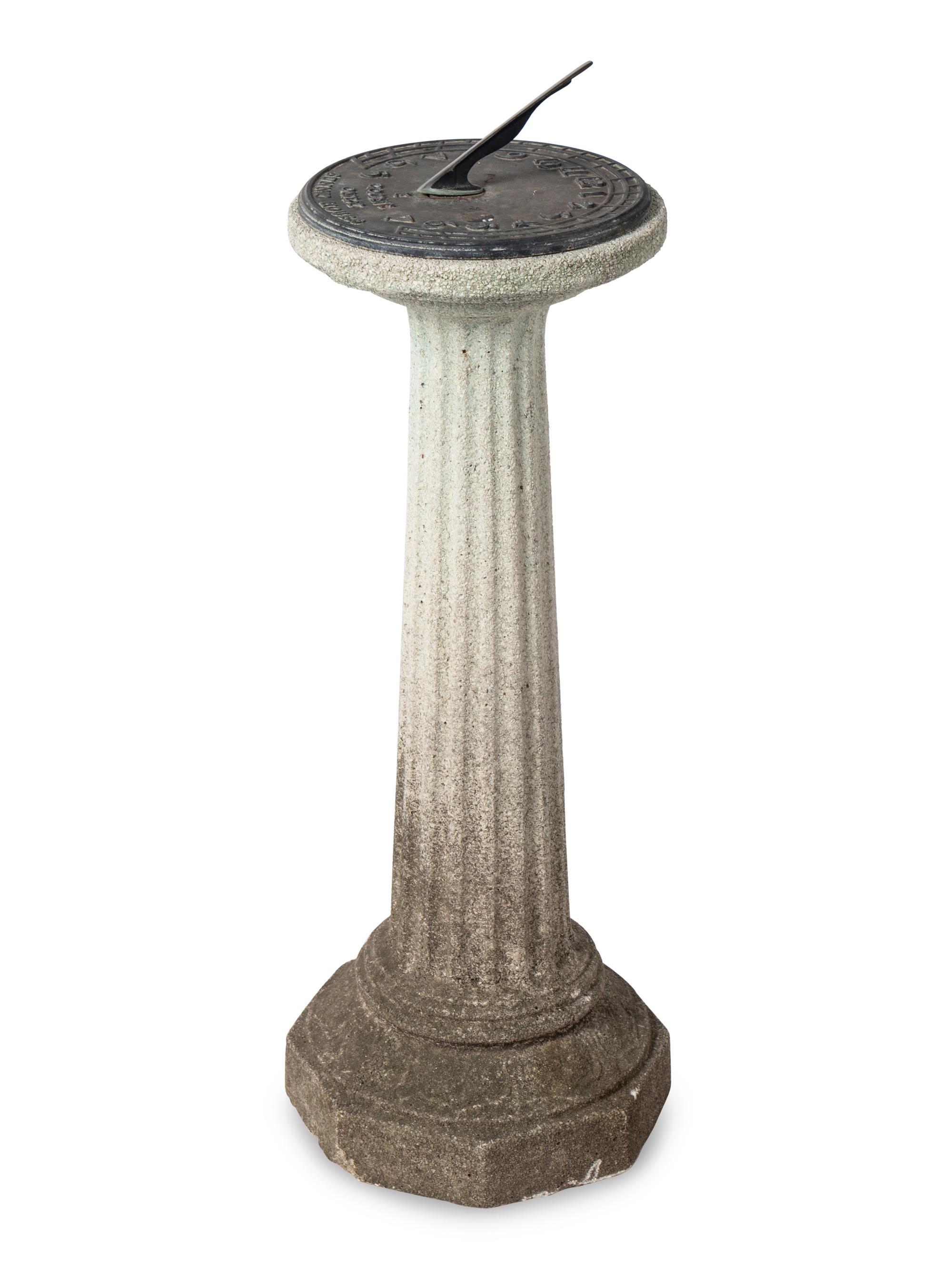 A Bronze Sundial on a Cast Stone Pedestal