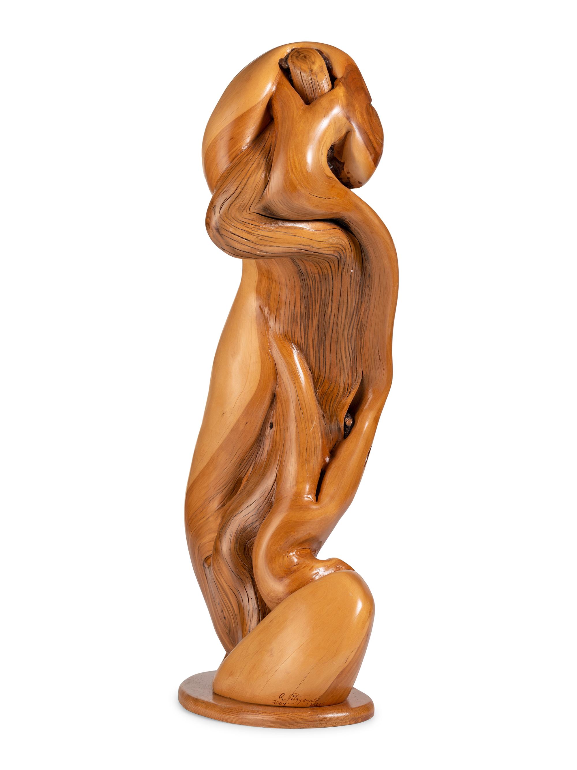 An Abstract Wood Sculpture, Signed Fitzgerald