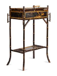 A Victorian Faux Bamboo and Lacquer Side Table
