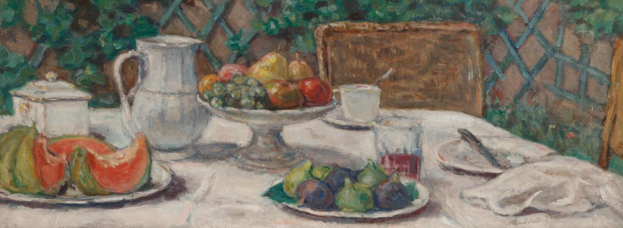 La table de déjeuner devant la treille , c. 1930-1940
