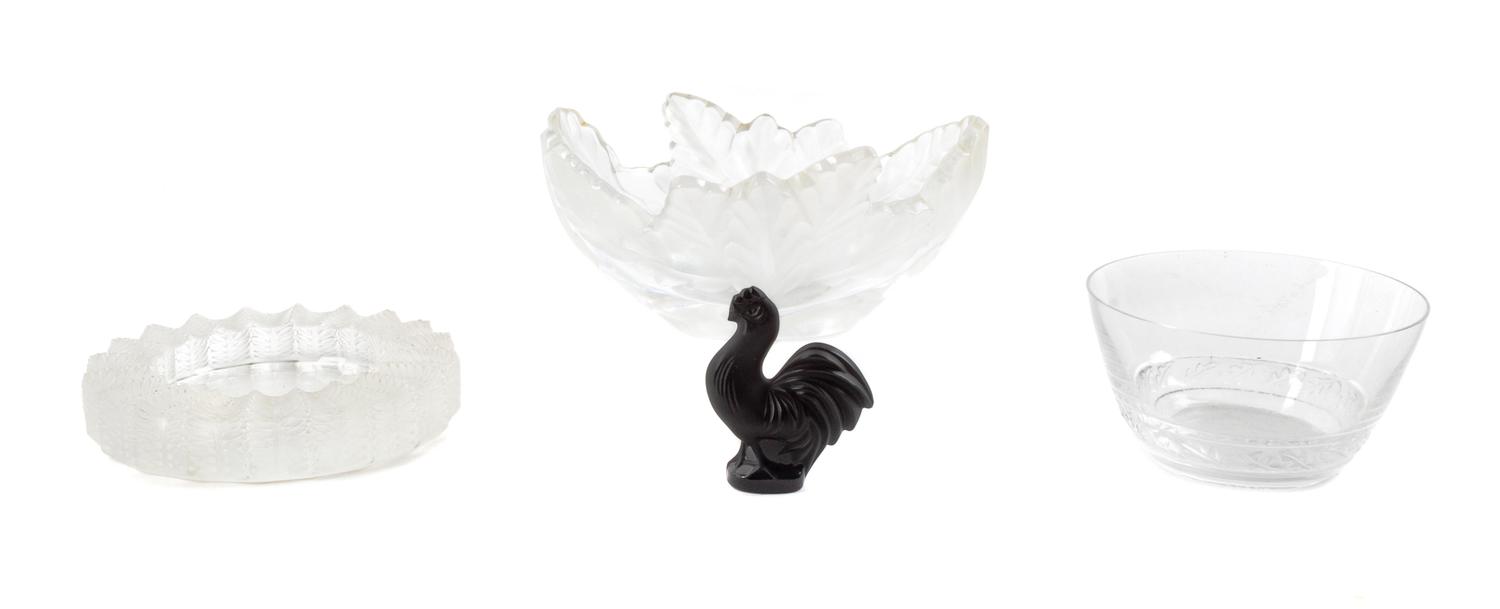 Four Lalique Molded and Frosted Glass Table Articles
