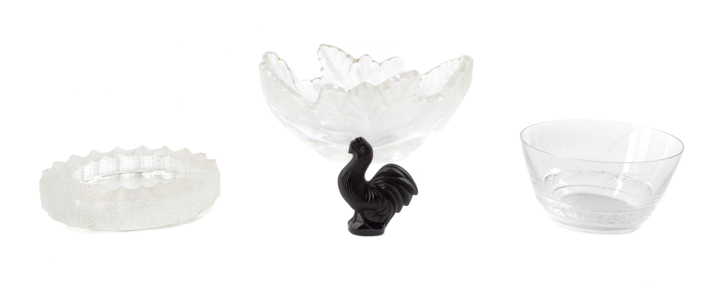 Four Lalique Molded and Frosted Glass Table Articles