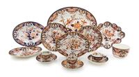 An Assembled Derby Porcelain Dinner Service, Width of widest 18 inches.