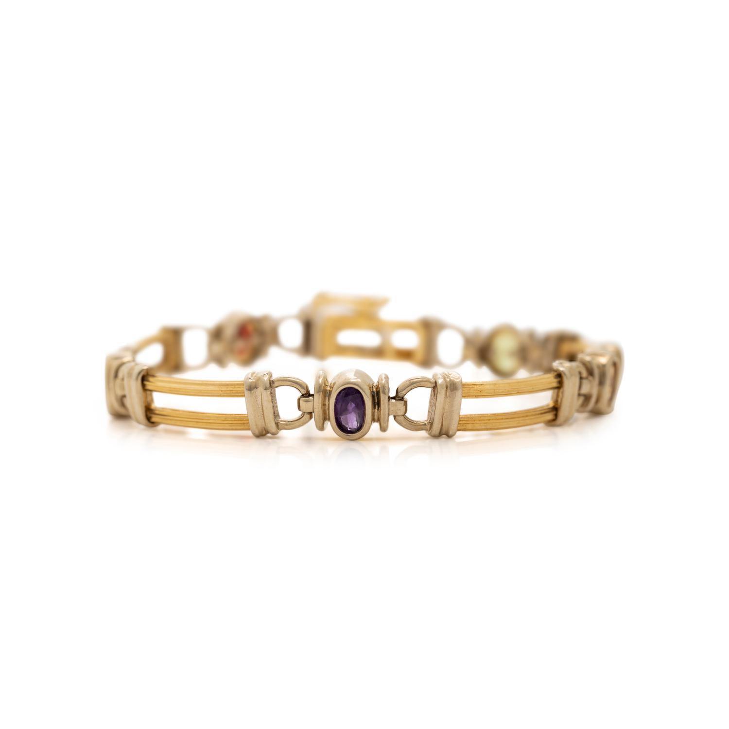 BICOLOR GOLD AND GEMSTONE BRACELET