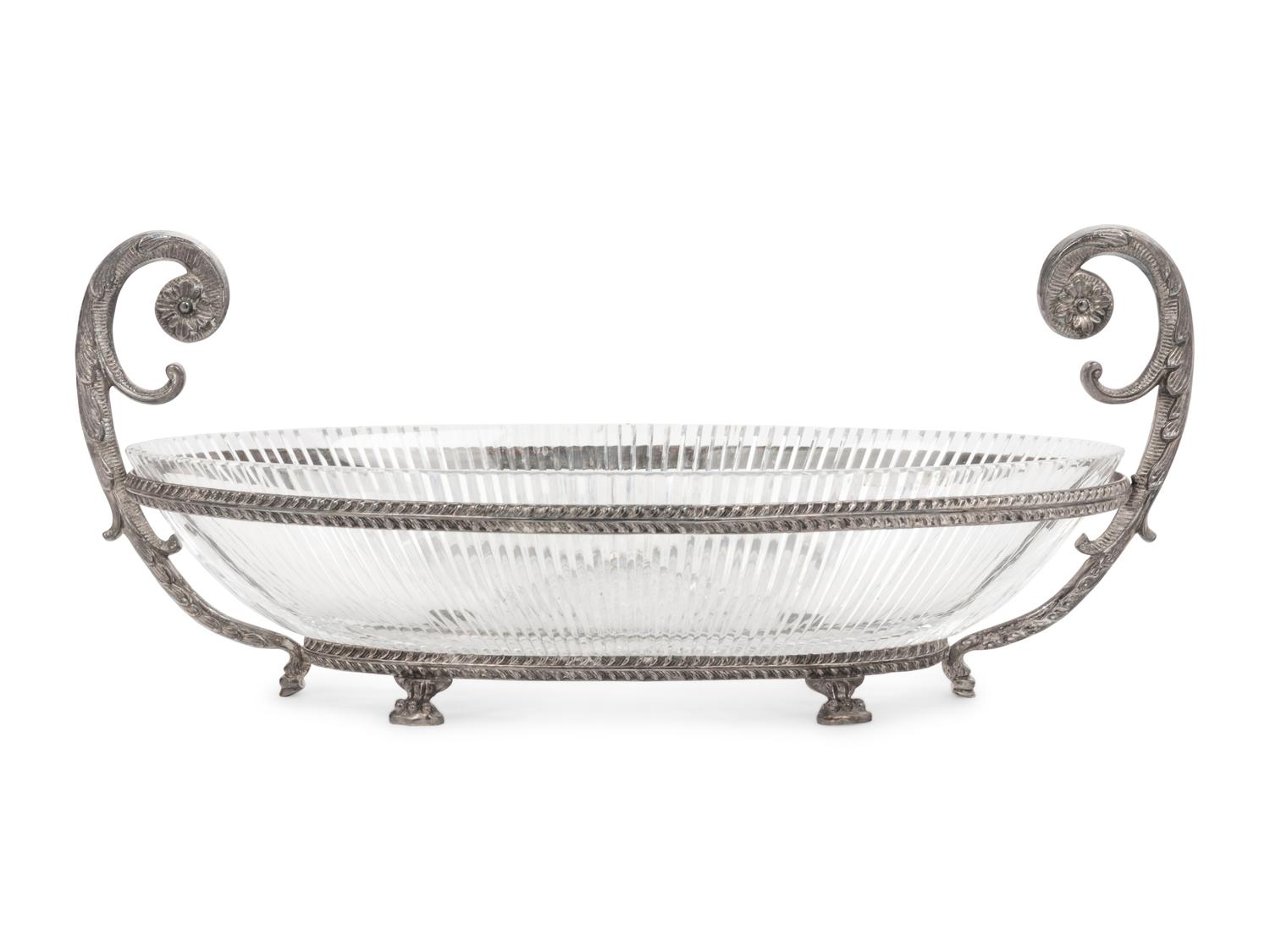 A Silver-Plate and Cut Glass Centerpiece Bowl