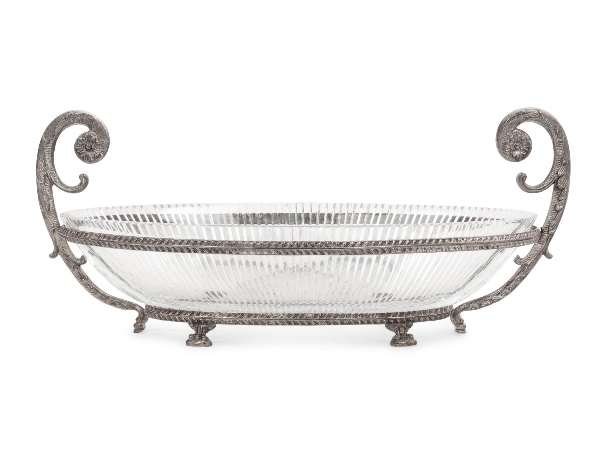 A Silver-Plate and Cut Glass Centerpiece Bowl
