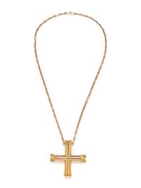 YELLOW GOLD AND DIAMOND CROSS NECKLACE